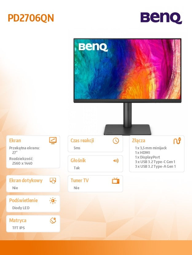 Monitor 27 inches PD2706QN LED 5ms/IPS/HDMI/100Hz