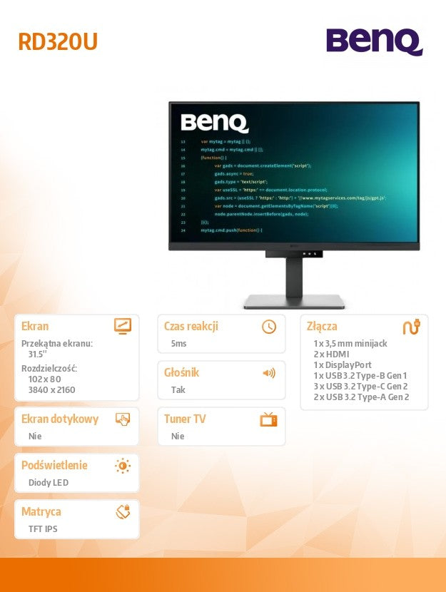 Monitor 31.5 inches RD320U 4K LED 5ms/60Hz/IPS