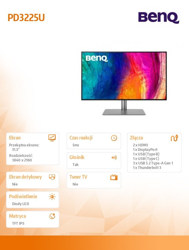 Monitor 31.5 inches PD3225U LED 5ms/2K/2000:1/HDMI/Black