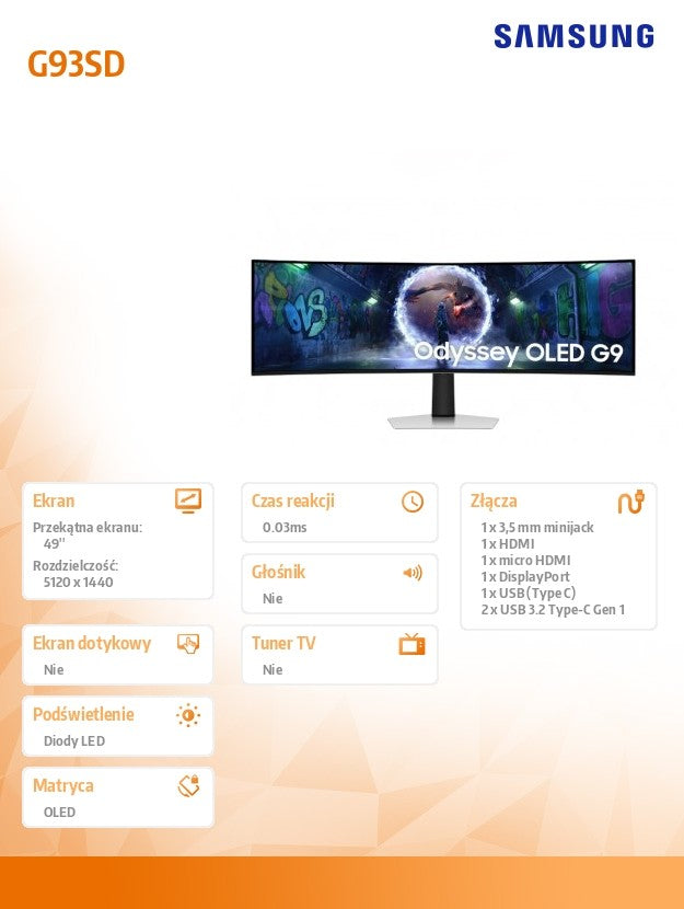 Monitor Odyssey 49 inches G93SD LS49DG934SUXEN