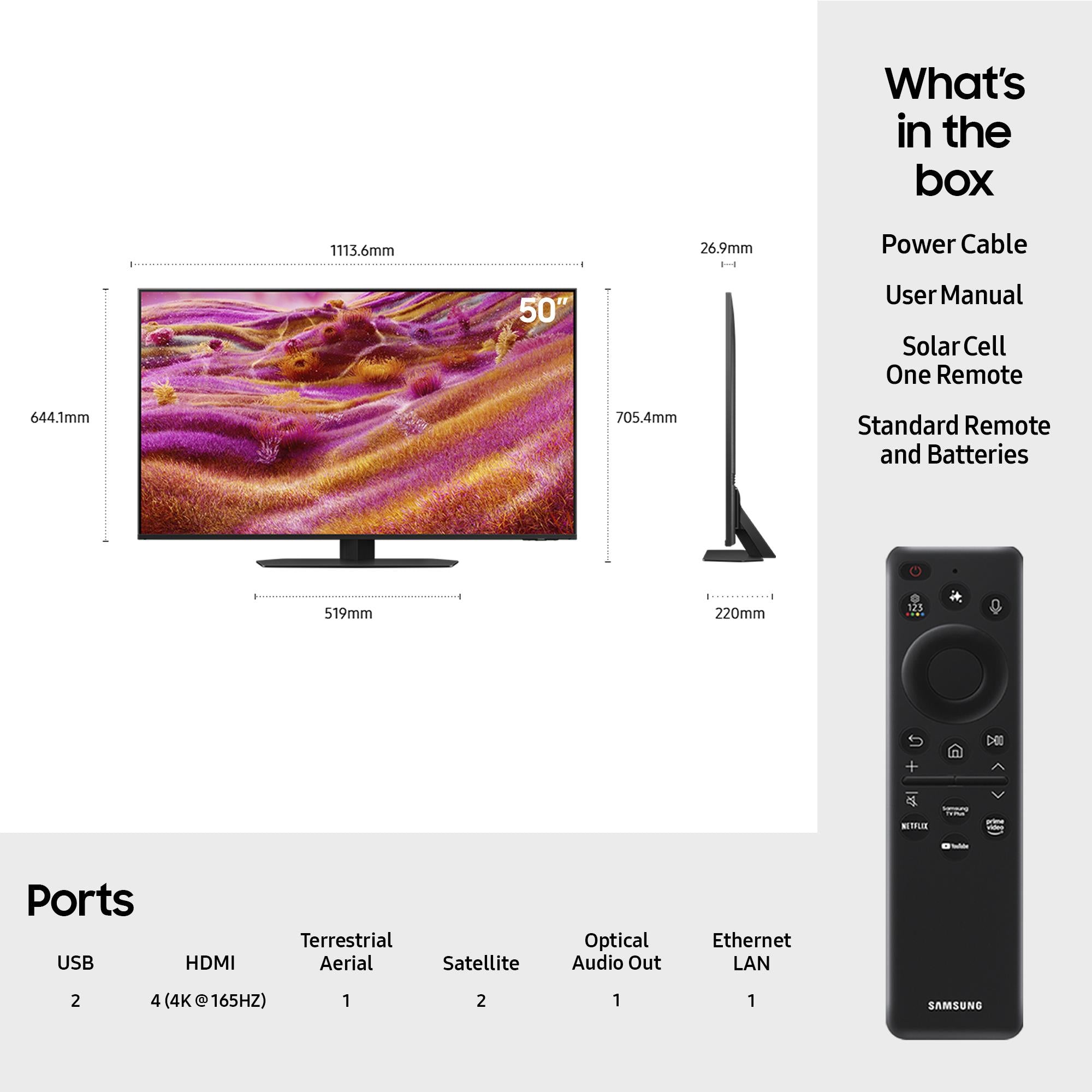 TV Set SAMSUNG 50 " 4K Ultra HD 3840 x 2160 pixels Flat Neo QLED QE50QN90FATXXH