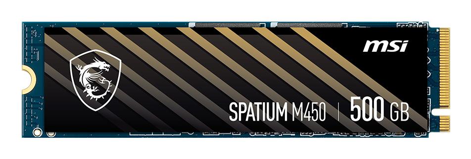 SSD MSI SPATIUM M450 500GB M.2 PCIe Gen4 NVMe 3D NAND Write speed 2300 MBytes/sec Read speed 3600 MBytes/sec 2.15mm TBW 300 TB MTBF 1500000 hours S78-440K380-P83