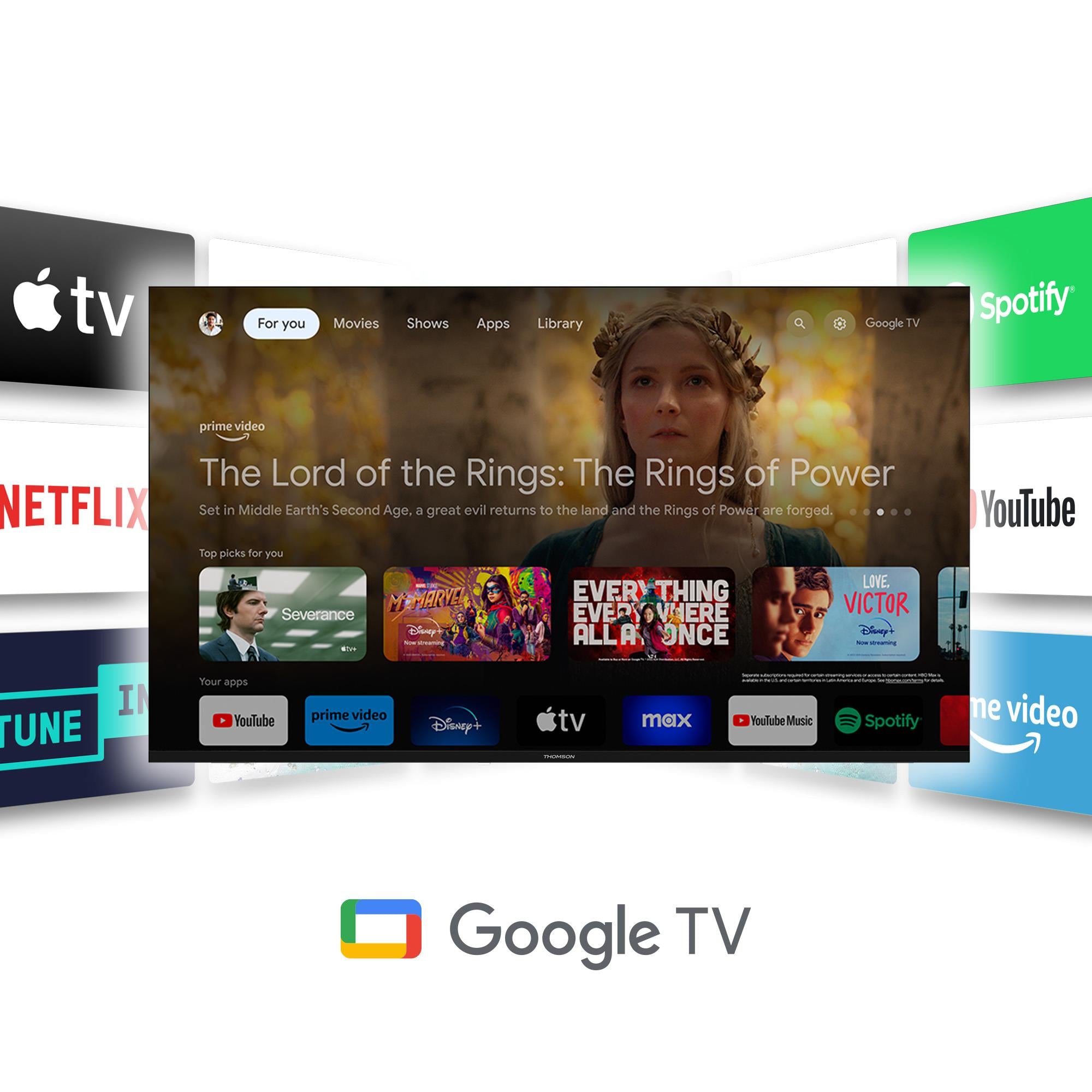 TV Set THOMSON 43" 4K/Smart QLED 3840x2160 Google TV White 43UG4S14W