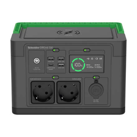 Schneider Electric Schneider OffGrid Portable Power Station 330, 230V, 332Wh Lithium-ion, LCD, 2 CEE 7/3 Schuko outlets,