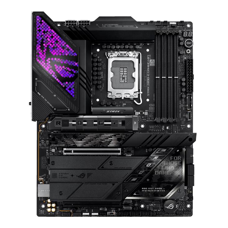 Mainboard ASUS Intel Z890 LGA1851 ATX Memory DDR5 Memory slots 4 1xPCI-Express 4.0 16x 1xPCI-Express 5.0 16x 7xM.2 1xHDMI 1xDisplayPort 1xAudio-In 1xAudio-Out 3xUSB 3.0 7xUSB 3.1 2xUSB-C 2xUSB-C w/Thunderbolt 1xOptical S/PDIF 1xRJ45 ROGSTRIXZ890-EGAMWIFI