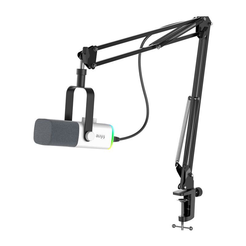 Fifine AM8TW gaming microphone with boom arm (white) - Image 1