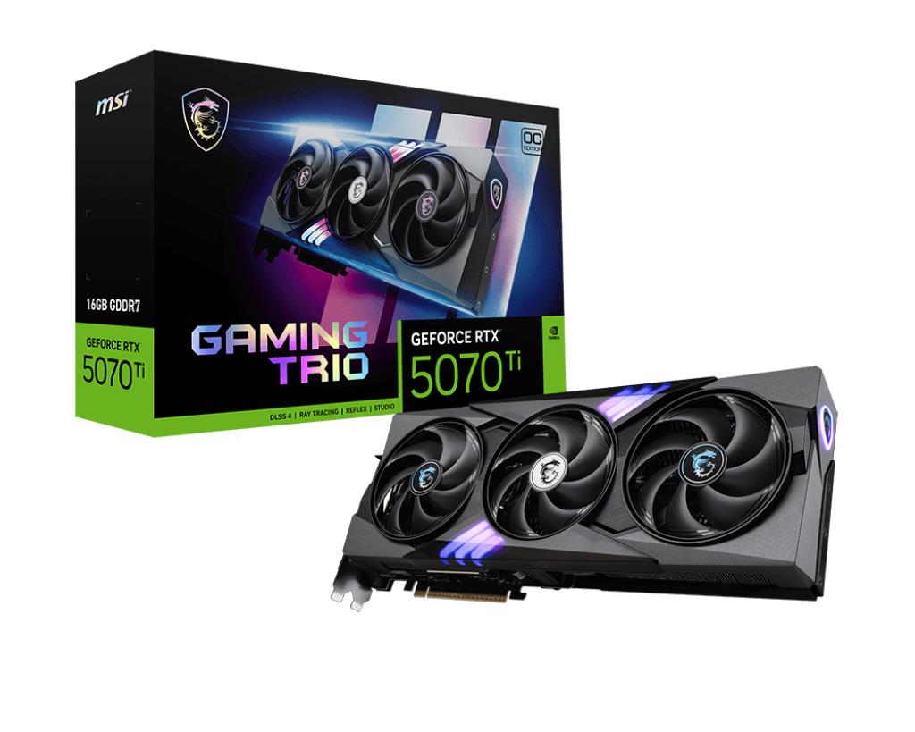 Graphics Card MSI NVIDIA GeForce RTX 5070 Ti 16 GB GDDR7 256 bit PCIE 5.0 16x Dual Slot Fansink 1xHDMI 3xDisplayPort RTX5070TI16GGAMTRIOOC