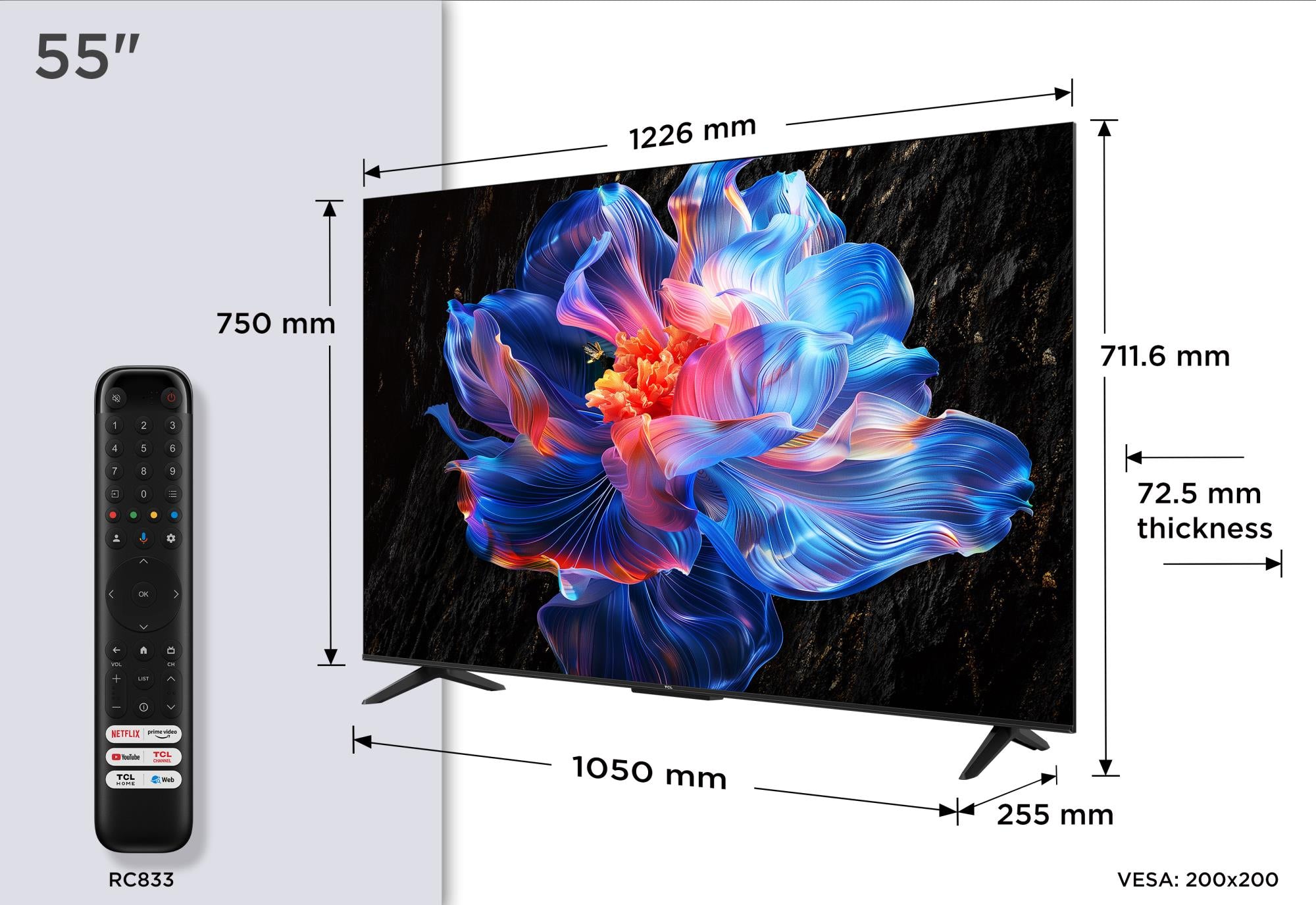 TV Set TCL 55 " 4K Ultra HD 3840 x 2160 pixels Flat 16:9 LED 55P69K