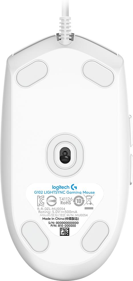 MOUSE USB OPTICAL G102 LIGHTSY/WHITE 910-005824 LOGITECH