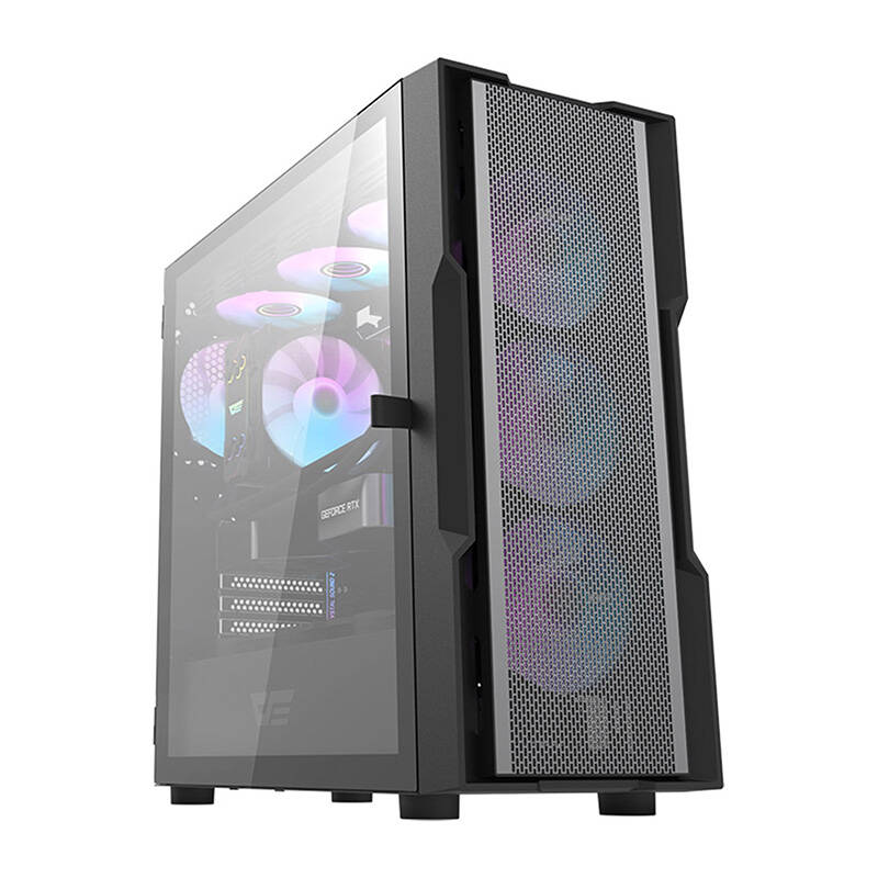 Darkflash DK431 Mesh computer case (black) + 4 ARGB fans - Image 1