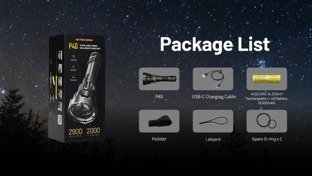 FLASHLIGHT LEP ULTRA-LONG/2000 LUMENS P40 NITECORE