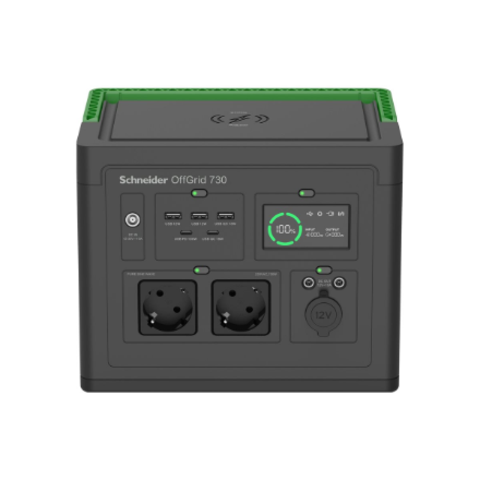 Schneider Electric OffGrid Portable Power Station 730, 738Wh Lithium-ion, LCD, 2 CEE 7/3 Schuko outlets, Sinewave, 3 USB