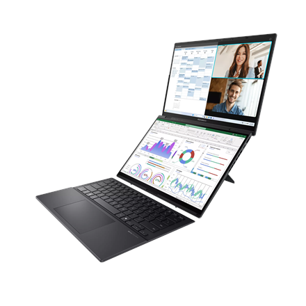 Asus Zenbook Duo UX8406CA-QL358X | Inkwell Gray | 14 " | OLED | Touchscreen | FHD | 1920 x 1200 pixels | 60 Hz | Glossy