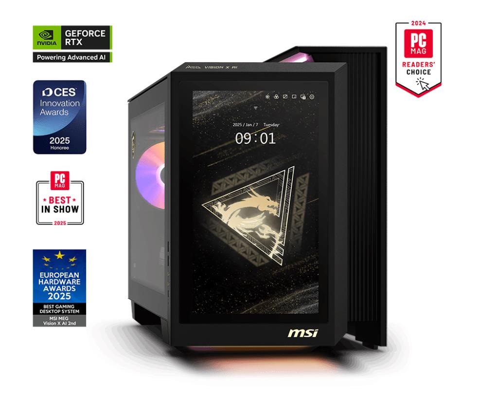 PC MSI MEG Vision X AI 2nd Gaming Desktop CPU Intel Core Ultra u9-285K 3700 MHz RAM 64GB DDR5 5600 MHz SSD 2TB Graphics card GeForce RTX 5090 VENTUS 3X 32GB Windows 11 Home MEGVISXAI2NVZ9-003EU