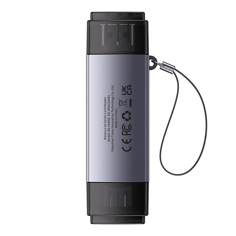 Baseus Lite Series SD/TF memory card reader, USB + USB-C (gray) - Image 4