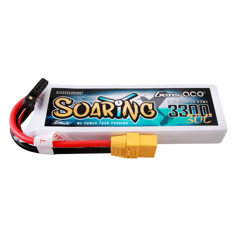 Gens ace G-Tech Soaring 3300mAh 11.1V 30C 3S1P Lipo Battery Pack with XT90 plug - Image 1
