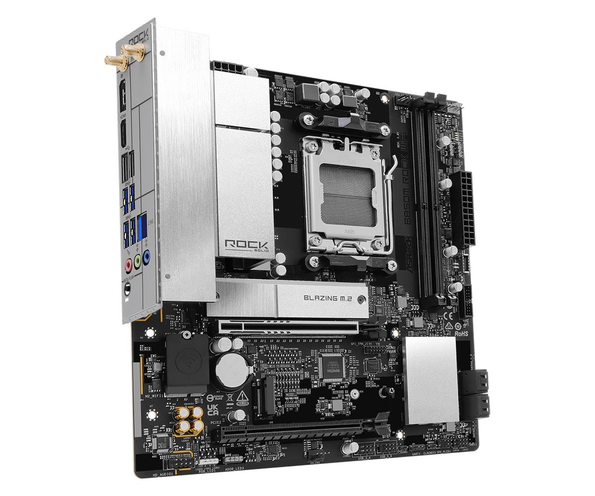 Mainboard ASROCK AMD B850 Socket AM5 micro ATX RAM DDR5-SDRAM 2xSlots Wi-Fi Yes Bluetooth Yes 1xNumber of M.2 (M) slots B850MROCKWIFI