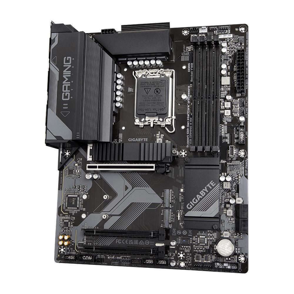 Mainboard GIGABYTE Intel B760 Express LGA1700 ATX Memory DDR5 Memory slots 4 2xPCI-Express 3.0 16x 1xPCI-Express 4.0 16x 3xM.2 1xHDMI 1xDisplayPort 5xUSB 2.0 2xUSB 3.2 1xUSB-C 1xRJ45 6xAudio port B760GAMINGXAX1.3