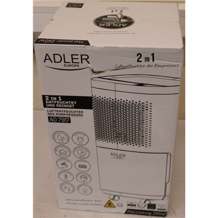 SALE OUT. Adler AD 7917 Air Dehumidifier, 200 W, Free standing, White DAMAGED PACKAGING | SALE OUT. Adler | Air Dehumidi
