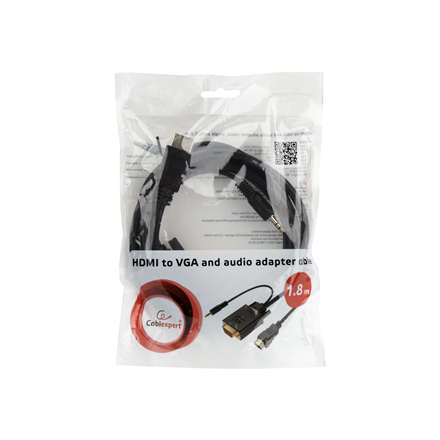 Cablexpert HDMI to VGA and Audio Adapter Cable, Single Port, 1.8m, Black | Cablexpert