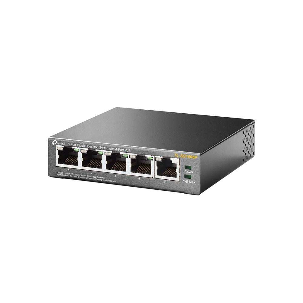 Switch TP-LINK Desktop/pedestal 5x10Base-T / 100Base-TX / 1000Base-T PoE ports 4 TL-SG1005P