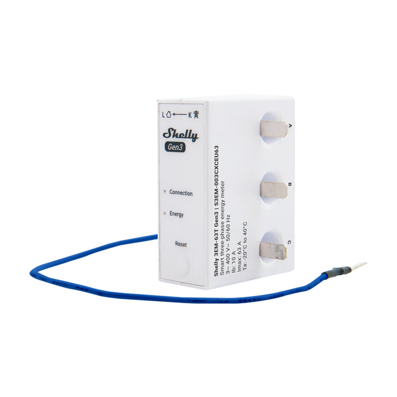 Shelly 3EM-63T Gen3 1/3-channel WiFi energy meter (flat terminal) - Image 1