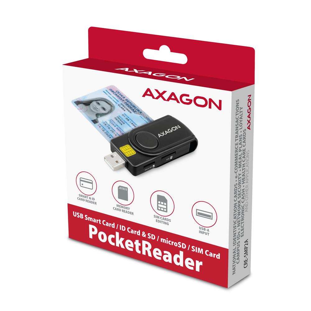 CARD READER USB-C+USB2.0 4SLOT/SMARTCARD CRE-SMP2A AXAGON