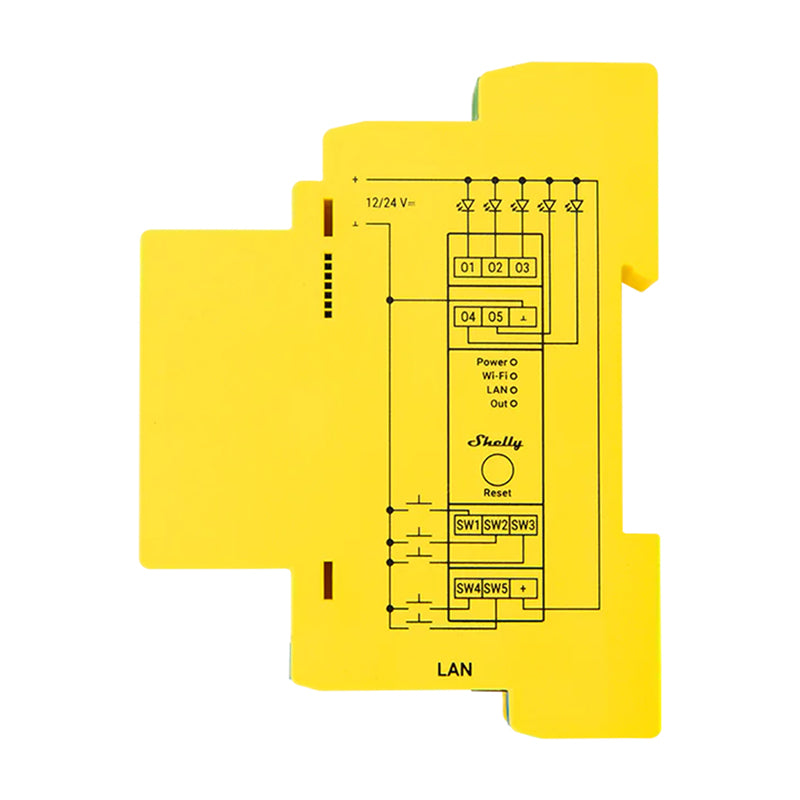 Shelly RGBWW Pro WiFi 5-Channel DIN Rail Lighting Controller - Image 4