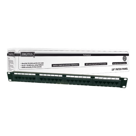 Digitus | Patch Panel | DN-91524U | 48.2 x 4.4 x 10.9 cm | Category: CAT 5e; Ports: 24 x RJ45; Retention strength: 7.7 k