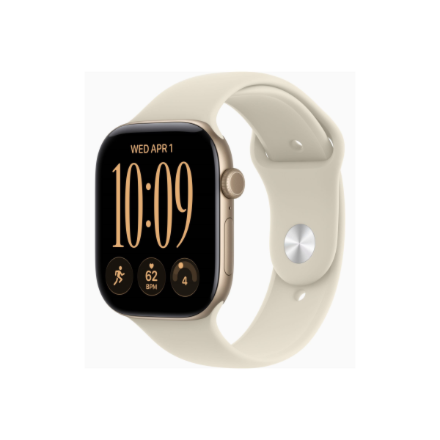 Apple Watch Series 12 GPS 46mm Light Gold Aluminium Case with Sand Sport Band - S/M | Apple