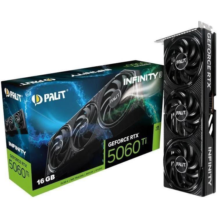Graphics Card PALIT NVIDIA GeForce RTX 5060 Ti 16 GB GDDR7 128 bit PCIE 5.0 16x Memory 1750 MHz Triple slot Fansink 1xHDMI 3xDisplayPort NE7506T019T1-GB2061S