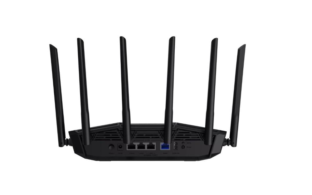 Wireless Router ASUS Router 6500 Mbps Mesh Wi-Fi 6 Wi-Fi 7 IEEE 802.11a IEEE 802.11b IEEE 802.11g IEEE 802.11ac IEEE 802.11ax USB 3.2 3x2.5GbE 1x2.5GbE Number of antennas 6 TUFGAMINGBE6500