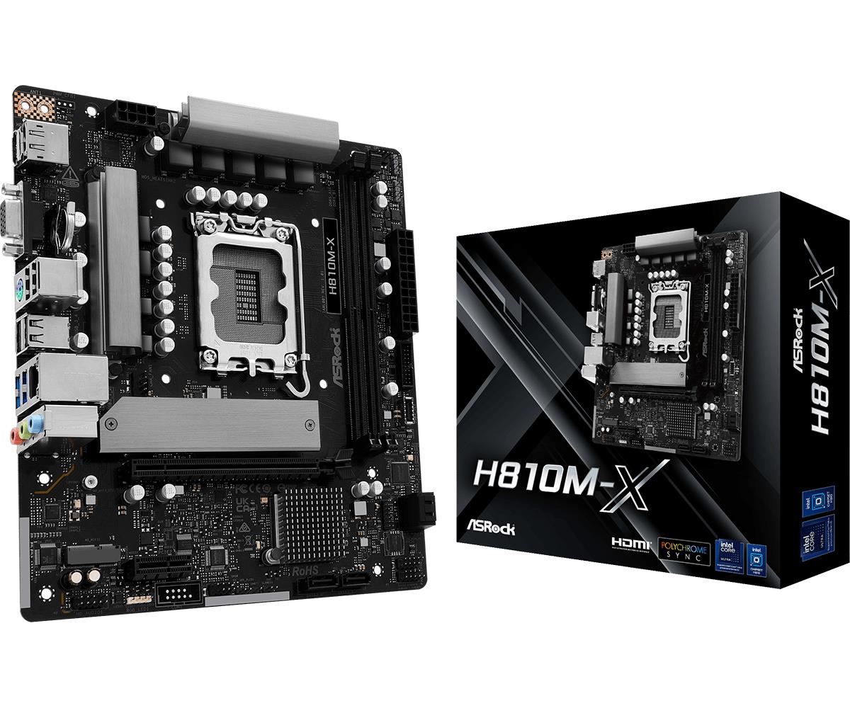 Mainboard ASROCK Intel H810 LGA1851 Micro-ATX Memory DDR5 Memory slots 2 H810M-X