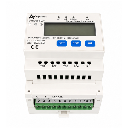 AlphaESS DTSU666 3CT 400V with CT 100A with PLUG Guide rail, 4P, English Corum