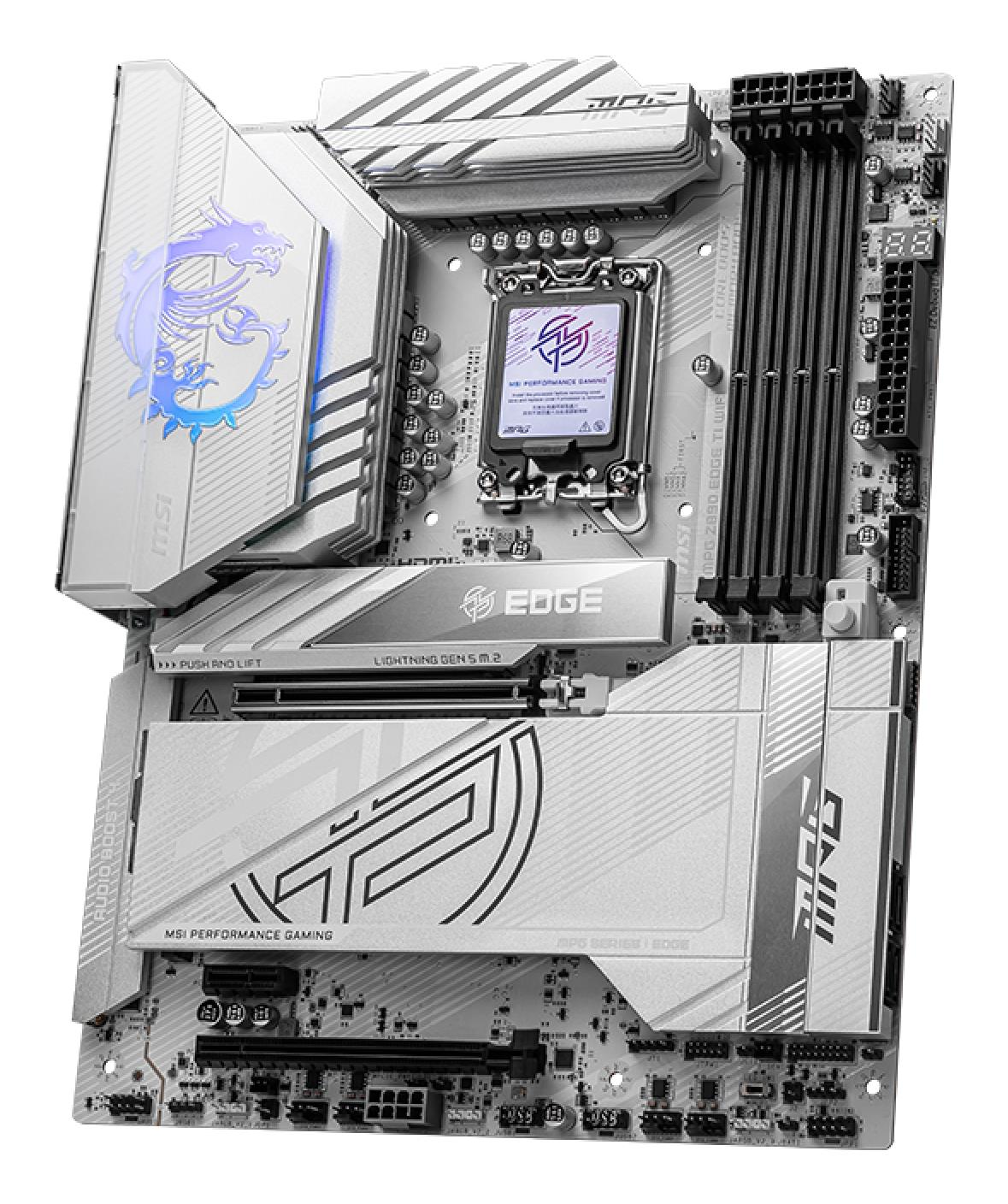 Mainboard MSI Intel Z890 LGA1851 ATX Memory DDR5 Memory slots 4 1xPCI-Express 1x 2xPCI-Express 16x 5xM.2 1xHDMI 1xAudio-In 1xAudio-Out 1xUSB 2.0 4xUSB 3.0 4xUSB 3.1 1xUSB-C 1xOptical S/PDIF 1xRJ45 2xThunderbolt MPGZ890EDGETIWIFI
