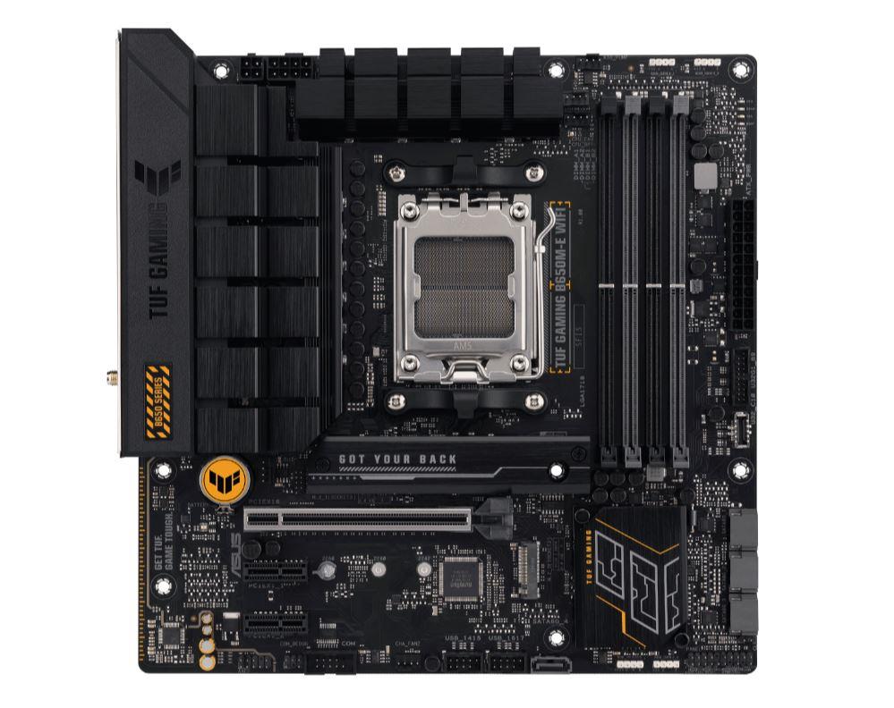 Mainboard ASUS AMD B650 SAM5 Micro-ATX Memory DDR5 Memory slots 4 2xPCI-Express 4.0 1x 1xPCI-Express 4.0 16x 2xM.2 1xHDMI 2xDisplayPort 4xUSB 2.0 2xUSB 3.2 2xUSB-C 1xRJ45 3xAudio port TUFGAMINGB650M-EWIFI