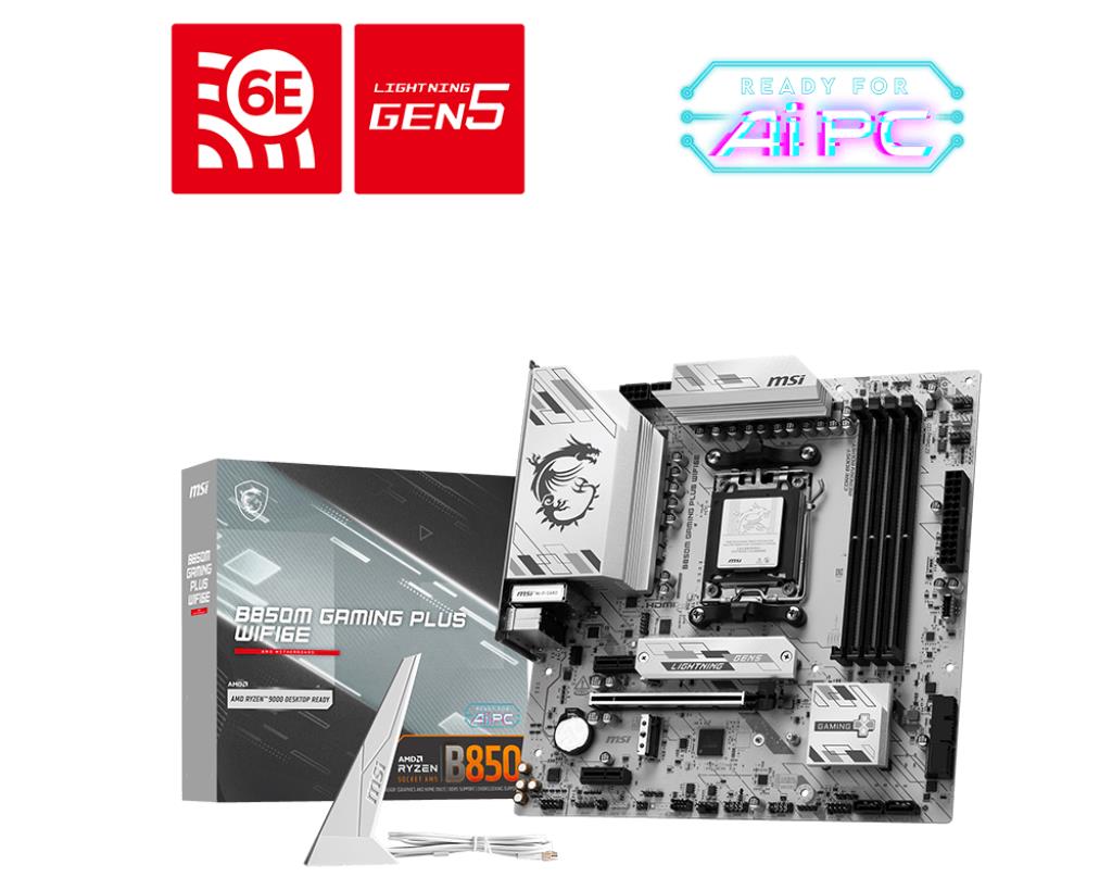 Mainboard MSI AMD B850 SAM5 Memory DDR5 Memory slots 4 B850MGAMINGPLUSWIFI6E