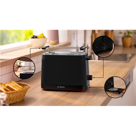 Bosch Compact Toaster | TAT3M123 MyMoment | Power 950 W | Number of slots 2 | Housing material Plastic | Black
