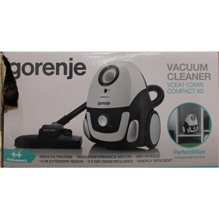 SALE OUT. | Gorenje | Vacuum cleaner | VCEA11CXWII | Bagged | 750 W | Operating radius 15 m | White | Warranty 24 month(