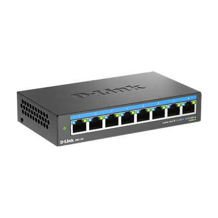 D-Link | DMS-108/E | 8-Port 2.5G Multi-Gigabit Desktop Switch | Desktop | Unmanaged