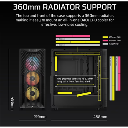 Corsair PC Case | 3200D RS ARGB | Smoke | Mid-Tower