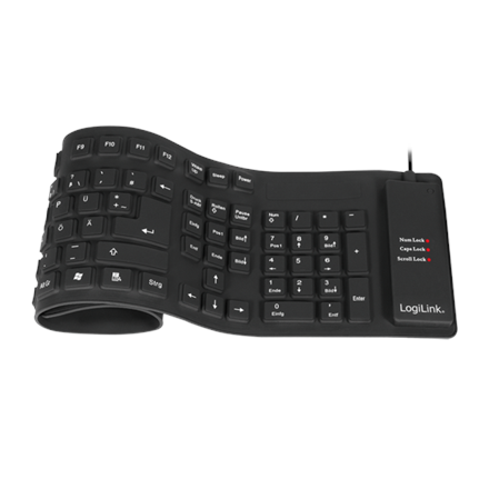 Logilink | Flexible waterproof Keyboard USB + PS/2 | ID0019A | Flexible keyboard | Wired | DE | Black