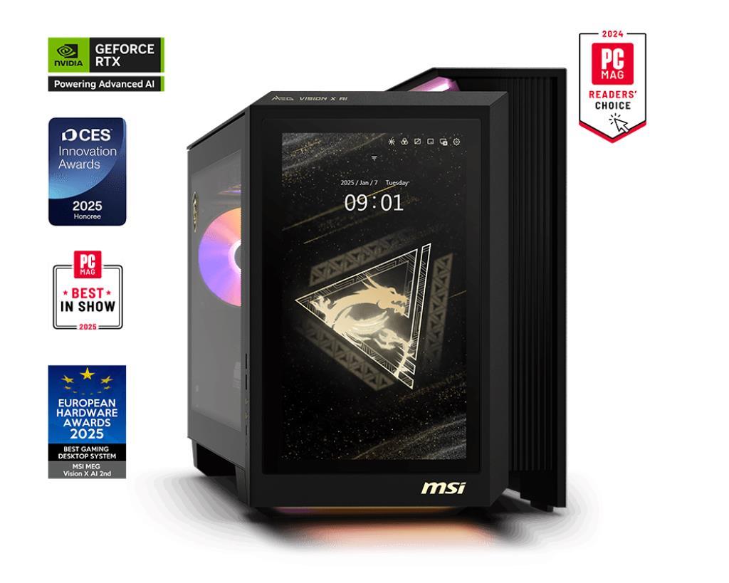 PC MSI MEG Vision X AI 2nd Gaming Desktop CPU Intel Core Ultra u7-265K 3900 MHz RAM 32GB DDR5 5600 MHz SSD 2TB Graphics card GeForce RTX 5080 VENTUS 3X 16GB Windows 11 Home MEGVISXAI2NVV7-004EU