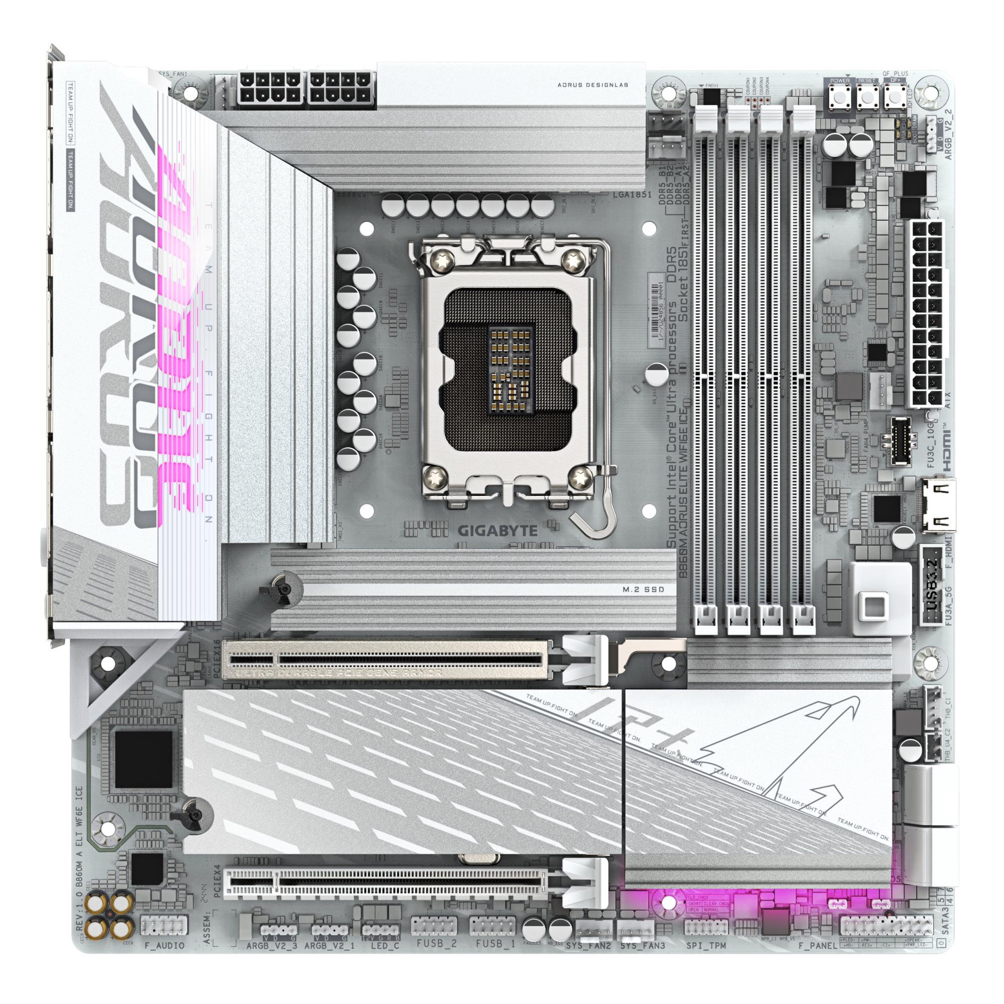 Mainboard GIGABYTE Intel B860 Express LGA1851 Micro-ATX Memory DDR5 1xPCI-Express 16x 3xM.2 1xHDMI 1xDisplayPort 4xUSB 2.0 6xUSB 3.2 1xUSB-C 1xOptical S/PDIF 1xRJ45 2xAudio port B860MAELTWF6EICE1.0