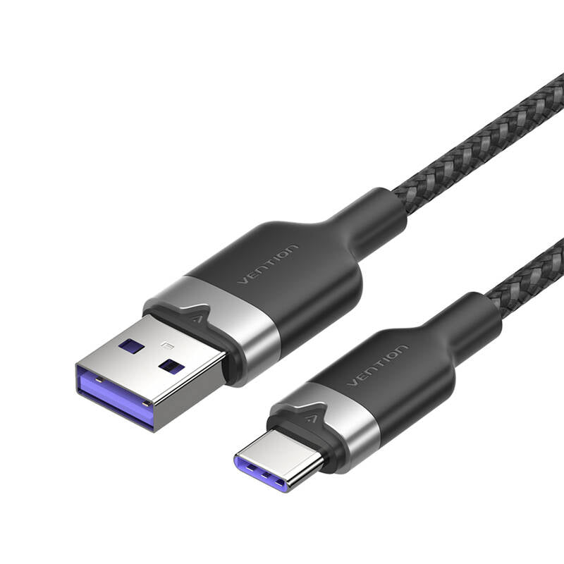 USB 2.0 A to USB-C 6A Vention CTOBF 1M cable (black) - Image 1