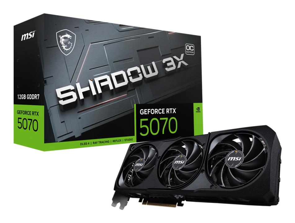 Graphics Card MSI NVIDIA GeForce RTX 5070 12 GB GDDR7 192 bit PCIE 5.0 16x Triple slot Fansink RTX507012GSHADOW3XOC