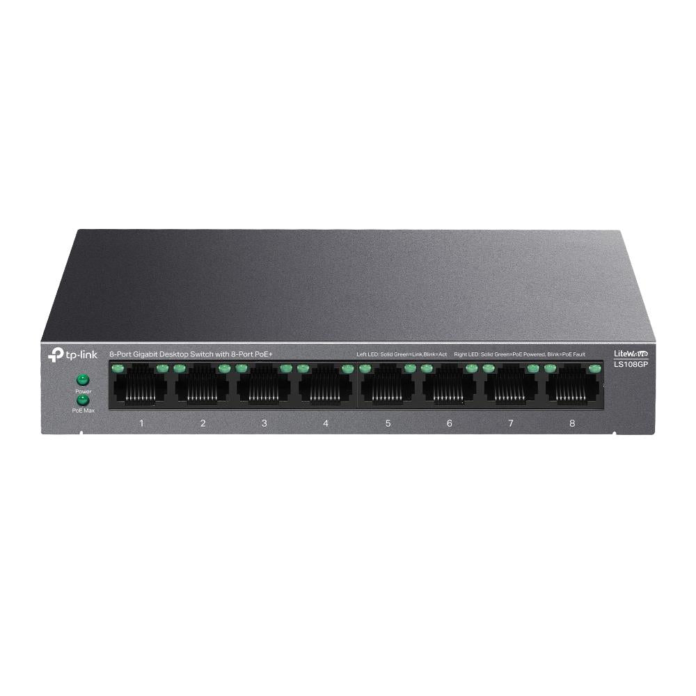 Switch TP-LINK LS108GP Desktop/pedestal 8x10Base-T / 100Base-TX / 1000Base-T PoE+ ports 8 LS108GP