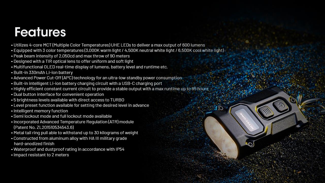 FLASHLIGHT T SERIES 600 LUMENS/TINI3 NITECORE