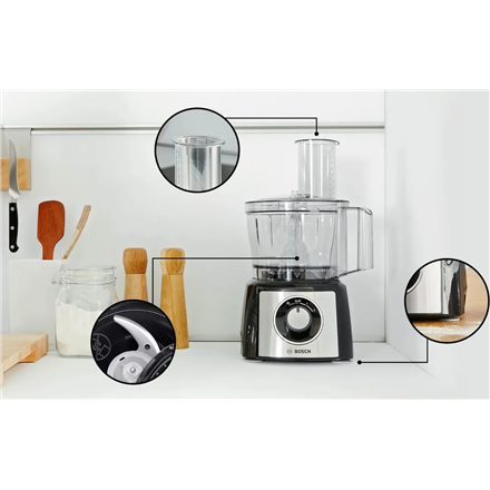 Bosch | Food Processor MultiTalent 3 Plus | MCM3PM386 | 900 W | Number of speeds 2 | Bowl capacity 2.3 L | Black/Stainle