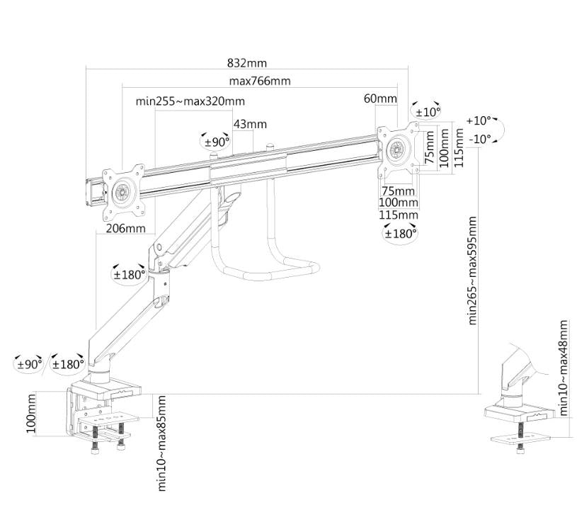 MONITOR ACC DESK MOUNT 10-32"/NM-D775DXWHITE NEOMOUNTS